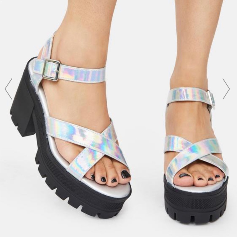 Holographic Dolls Kill Platform Sandals